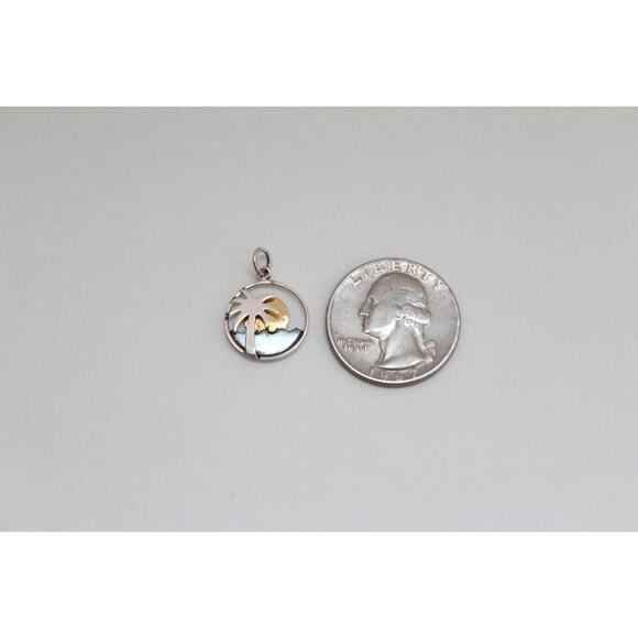 Sterling Silver Palm Tree Ocean Charm with Bronze Sunset - Picture 5 of 5
